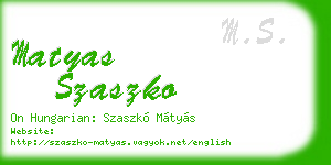 matyas szaszko business card