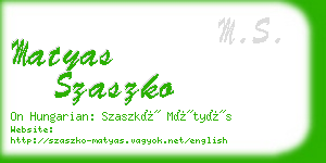 matyas szaszko business card